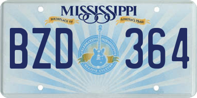 MS license plate BZD364