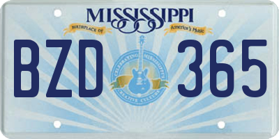 MS license plate BZD365