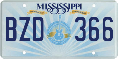 MS license plate BZD366