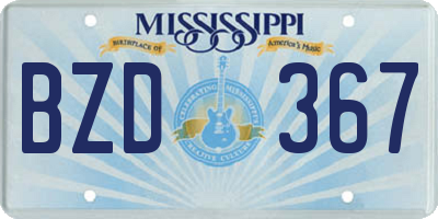 MS license plate BZD367
