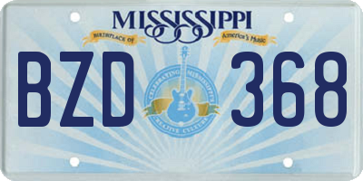 MS license plate BZD368