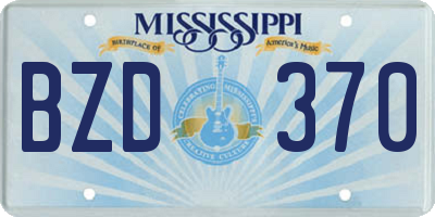 MS license plate BZD370