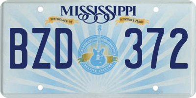MS license plate BZD372