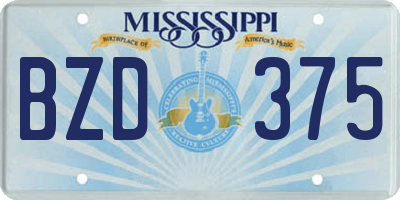 MS license plate BZD375
