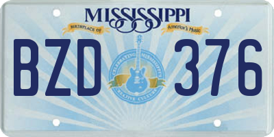 MS license plate BZD376
