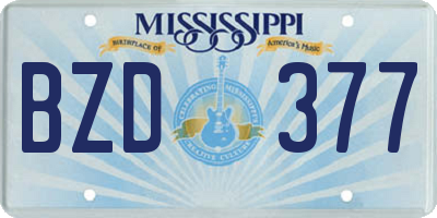 MS license plate BZD377