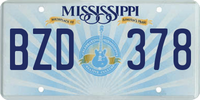 MS license plate BZD378
