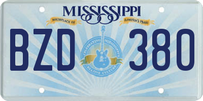 MS license plate BZD380