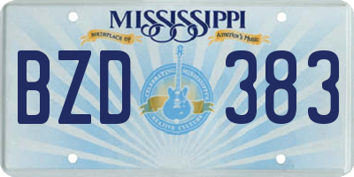 MS license plate BZD383