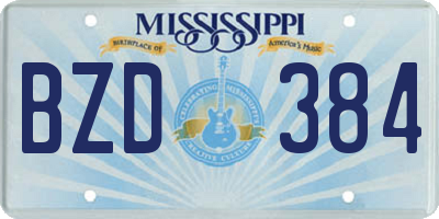 MS license plate BZD384