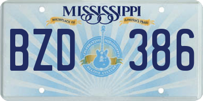 MS license plate BZD386