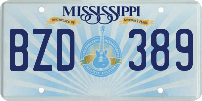 MS license plate BZD389