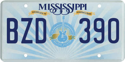 MS license plate BZD390