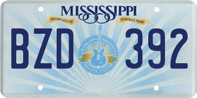 MS license plate BZD392