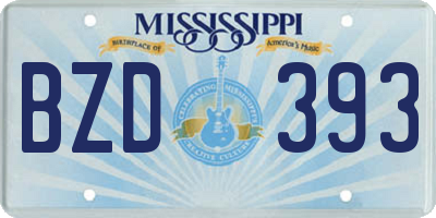 MS license plate BZD393