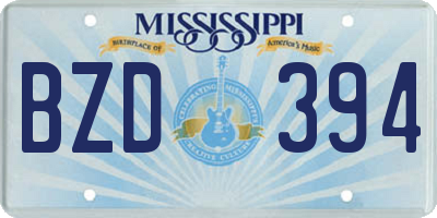 MS license plate BZD394