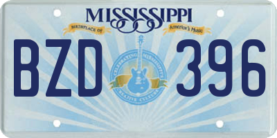MS license plate BZD396