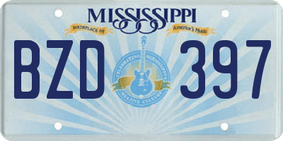 MS license plate BZD397