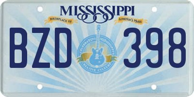 MS license plate BZD398