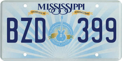 MS license plate BZD399
