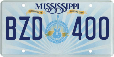 MS license plate BZD400