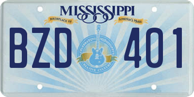 MS license plate BZD401