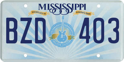 MS license plate BZD403