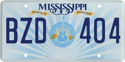 MS license plate BZD404