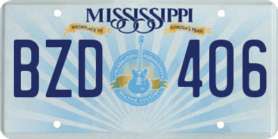 MS license plate BZD406
