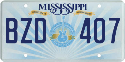 MS license plate BZD407