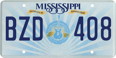 MS license plate BZD408
