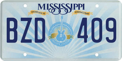 MS license plate BZD409