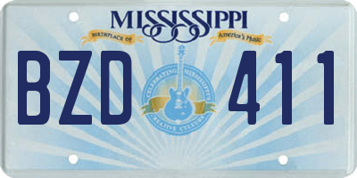 MS license plate BZD411