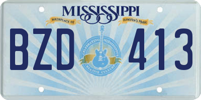 MS license plate BZD413