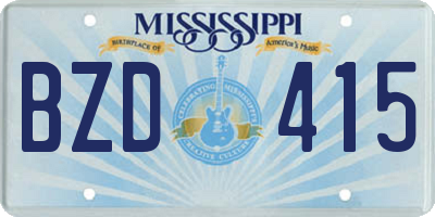 MS license plate BZD415