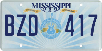 MS license plate BZD417