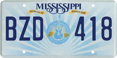 MS license plate BZD418