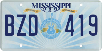 MS license plate BZD419