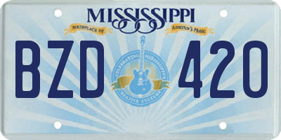 MS license plate BZD420