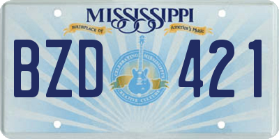 MS license plate BZD421