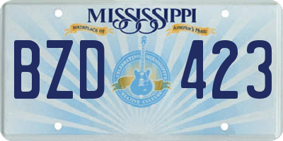 MS license plate BZD423