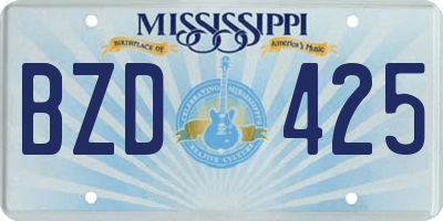 MS license plate BZD425