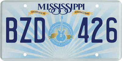 MS license plate BZD426