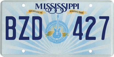 MS license plate BZD427