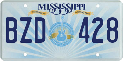 MS license plate BZD428