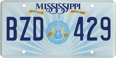 MS license plate BZD429