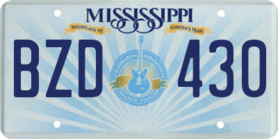 MS license plate BZD430