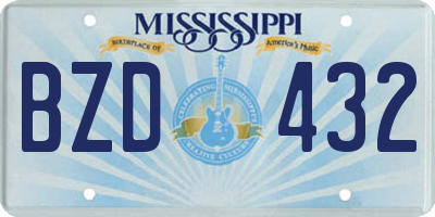 MS license plate BZD432