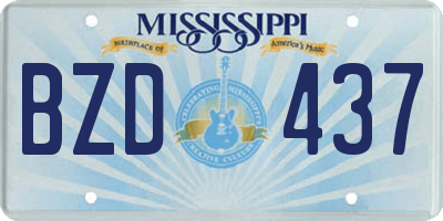 MS license plate BZD437