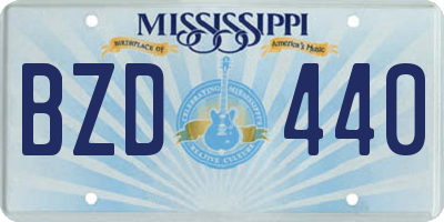 MS license plate BZD440